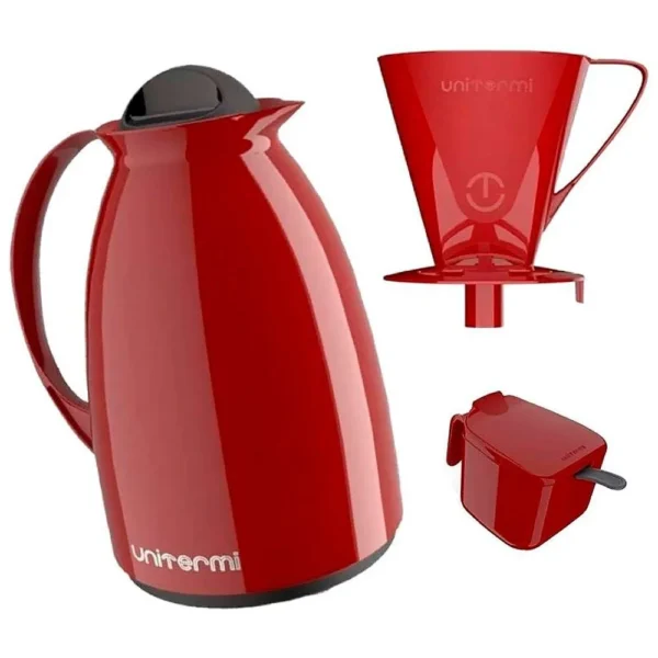 Kit Garrafa Termica Café Prático com Açucareiro com Colher e Suporte para Filtro - 3