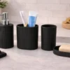 Conjunto para Banheiro com tampa de Bambu - Preta - 2