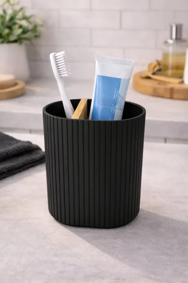 Conjunto para Banheiro com tampa de Bambu - Preta - 3