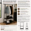 Arara Multiuso Para Roupas Fixa com Prateleiras - Preta
