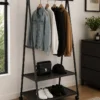 Arara Multiuso Para Roupas Fixa com Prateleiras - Preta - 2