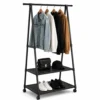 Arara Multiuso Para Roupas Fixa com Prateleiras - Preta - 3