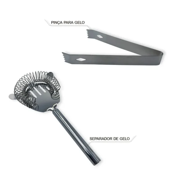 Kit Bar 5pçs Coqueteleira Profissional Aço Inox 550ml Caipirinha - 4