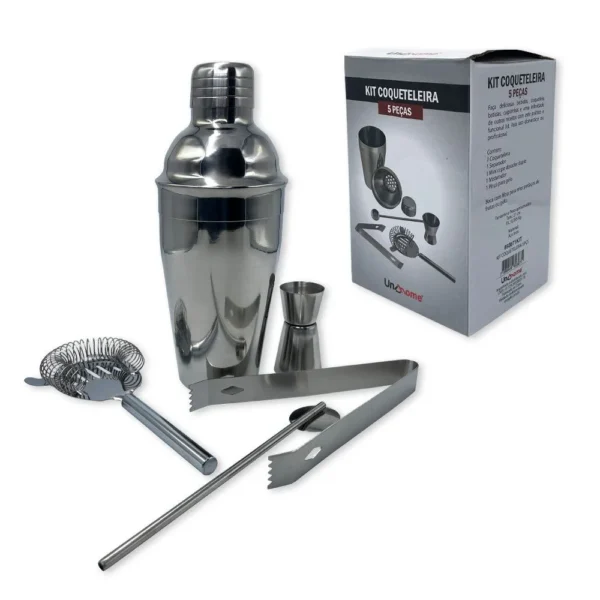 Kit Bar 5pçs Coqueteleira Profissional Aço Inox 550ml Caipirinha - 7