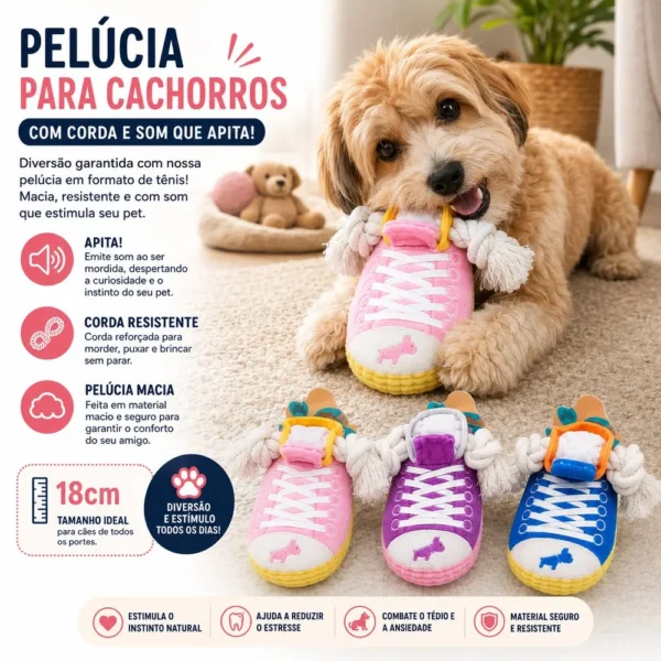 894991-1 Brinquedo Pelúcia Tênis e Corda para Pet - Sortido