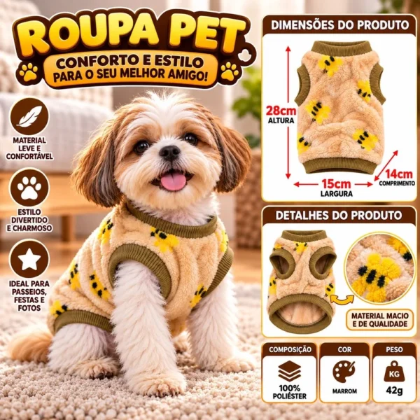 Roupa Vestir Vestir Cachorro Gato para Pet Tigre - Marrom