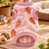 Roupa Vestir Cachorro Pelinho Gato para Pet Morango- Rosa