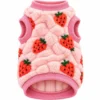 Roupa Vestir Cachorro Pelinho Gato para Pet Morango- Rosa