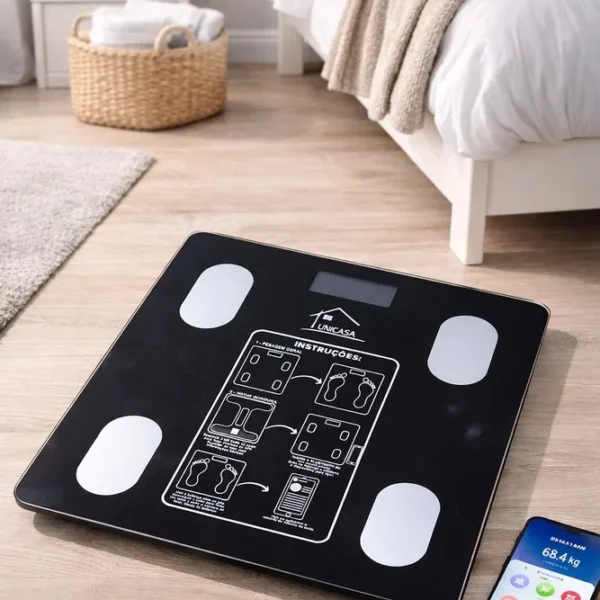 Balança Digital de Medição por Bioimpedância com Bluetooth 140kg - Preta