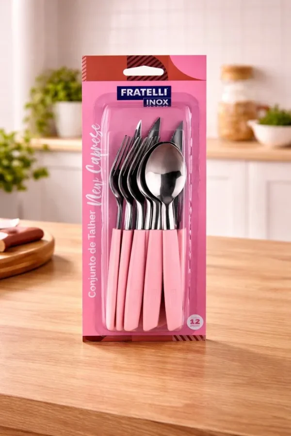 966481-3 Conjunto Talheres New Caprese 12 Peças - Rosa - 3