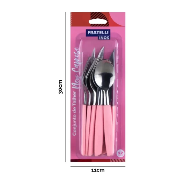 966481-4 Conjunto Talheres New Caprese 12 Peças - Rosa - 4