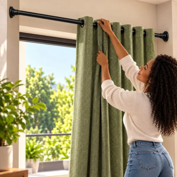 9803-1 Tubo Extensível para Cortina 90cm a 2,10m - Preto