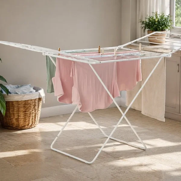 Varal De Chão Com Abas Buenos Aires Aço - Branco 8Kg - 3