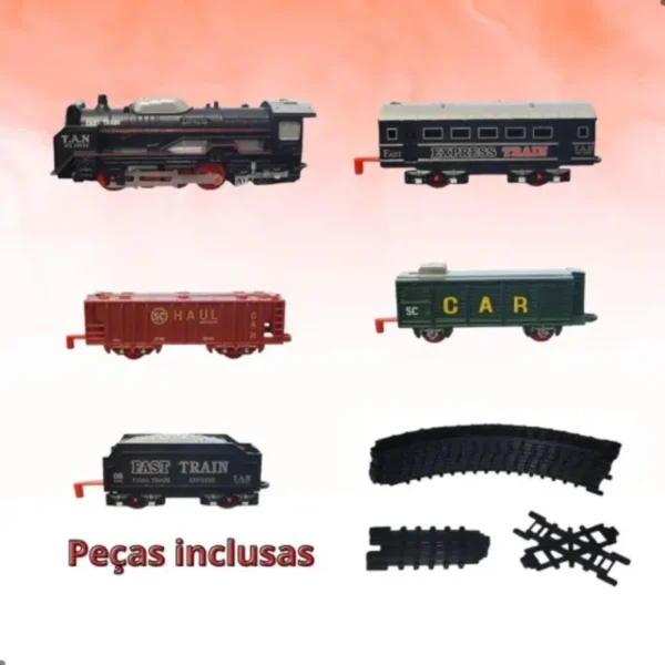 990-2 Trem Locomotivo Infantil Com Luz Trilhos E Vagões - 2