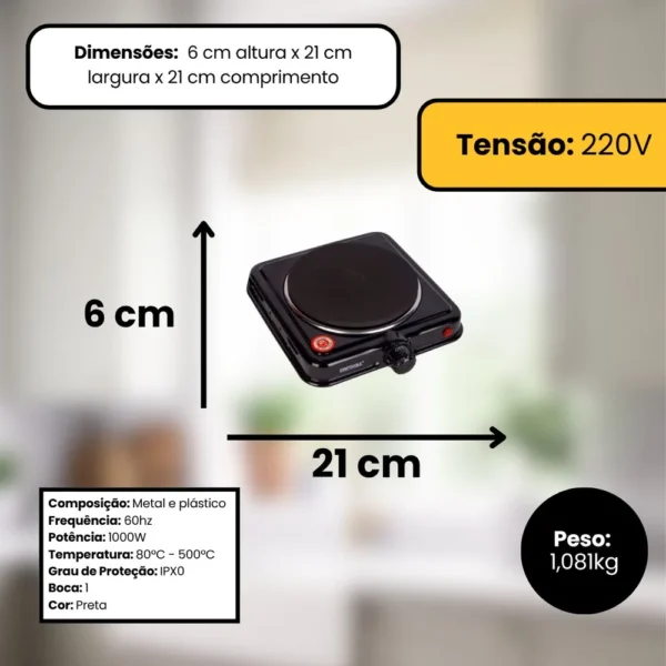 AR0542-3 Fogareiro Elétrico Indução 1 Boca 220V - Preta - 3