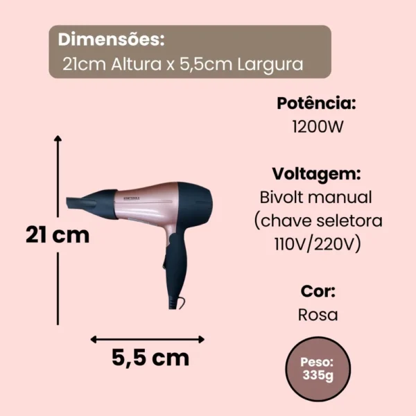 AR0882-1 Secador de Cabelo Portátil 1200W Bivolt