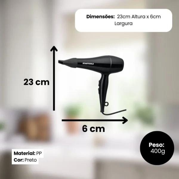 AR0883-2 Secador de Cabelo Profissional 1800W 127V - Preta - 2
