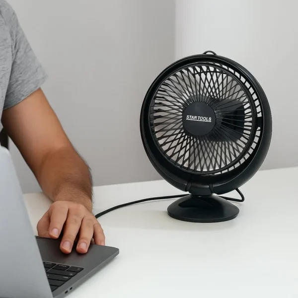 AR0957-5 Ventilador de Mesa Redondo Portátil com USB - Preta - 5