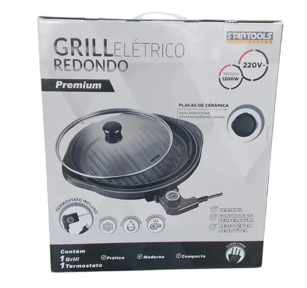 AR1002-1 Grill Elétrico Redondo Premium com Termostato