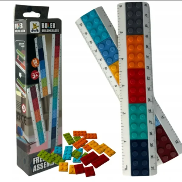 Kit 12 unidades Régua Blocos coloridos para encaixe - Sortido