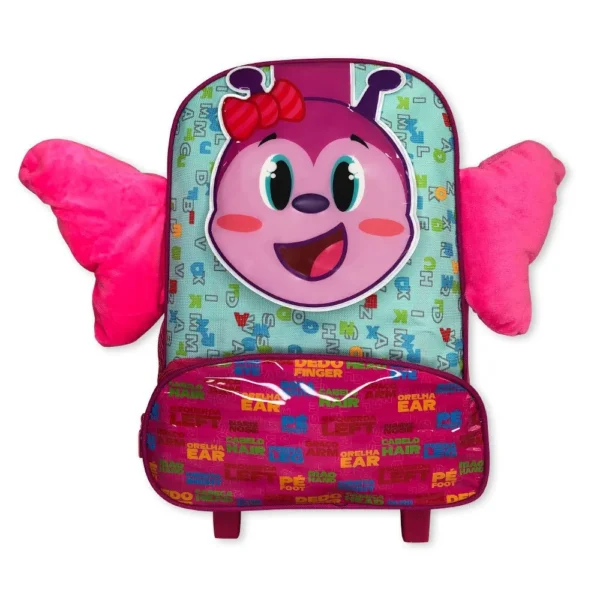 BPC51004borboleta-1 Mochila Infantil Escolar Borboleta Rodinha Rosa