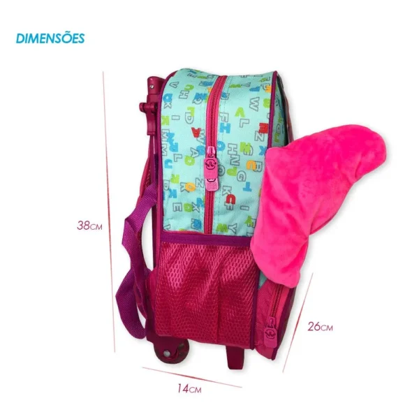 Mochila Infantil Escolar Borboleta Rodinha Rosa - 2