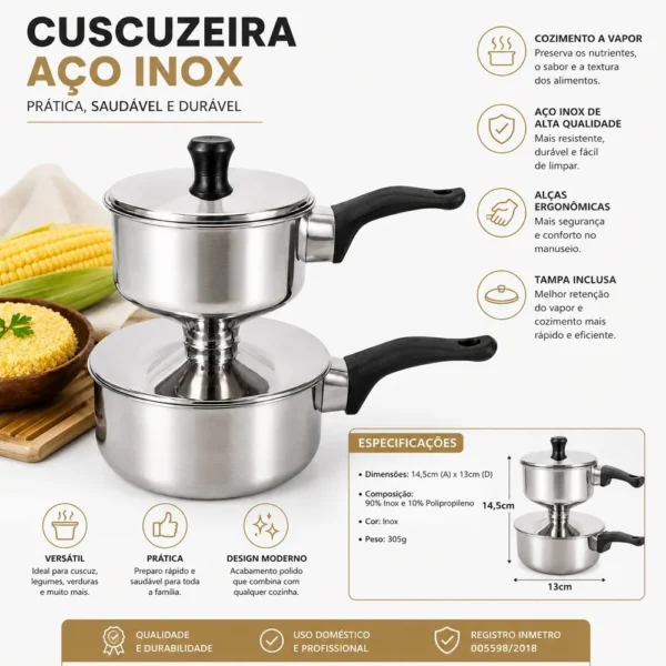Cuscuzeira Inox 9,5cm - 5