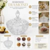 CO2313751-1 Bomboniere Diamond de Vidro com Tampa 19,5cm