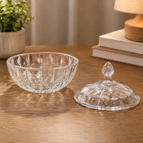 Bomboniere Diamond de Vidro com Tampa 19,5cm - 2