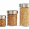 CO2318992-2 Conjunto 3 Potes Redondos Vidro Tampa Inox - 2