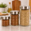 CO2318992-3 Conjunto 3 Potes Redondos Vidro Tampa Inox - 3
