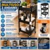 CO2322647-2 Organizador Multiuso 3 Andares com Rodinhas Fruteira Prateleira -Preta - 2