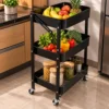 CO2322647-3 Organizador Multiuso 3 Andares com Rodinhas Fruteira Prateleira -Preta - 3