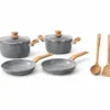 Kit 4 Panelas e 3 Utensílios Cozinha - Cinza