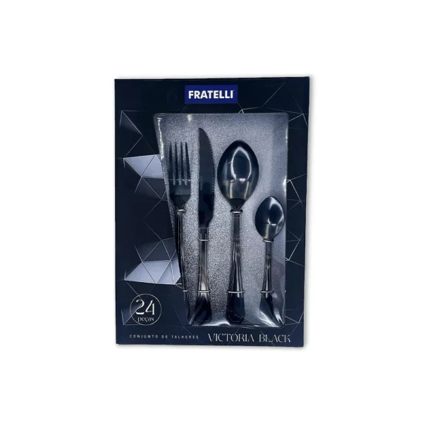 Faqueiro Conjunto Talheres Luxo Black 24 Peças Inoxidavel - 7