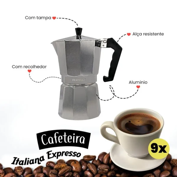 CO9117824-5 Cafeteira Italiana Moka Express Faz 9 Xícaras Café Aluminio - 5