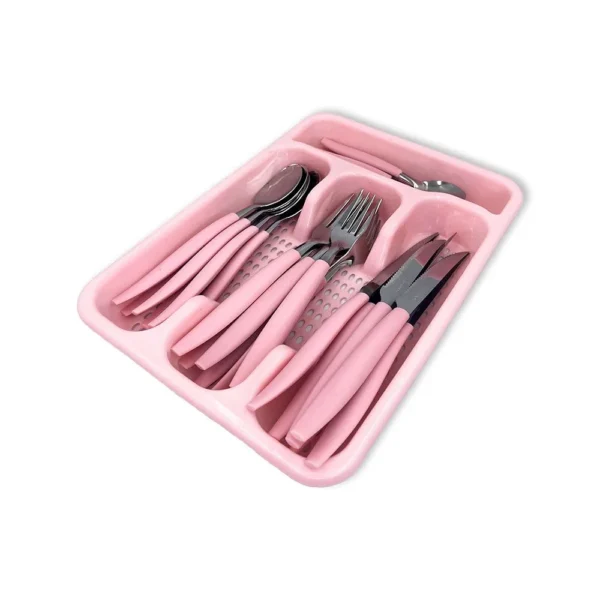 Jogo De Talheres Faqueiro Aço Inox Com Gaveteiro - Rosa - 2
