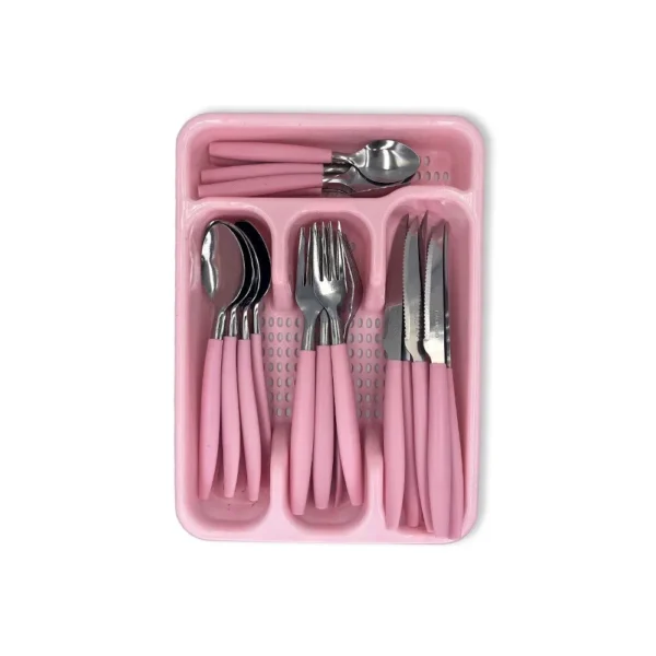 Jogo De Talheres Faqueiro Aço Inox Com Gaveteiro - Rosa - 3