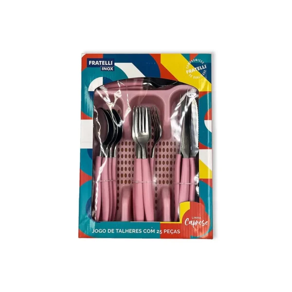 Jogo De Talheres Faqueiro Aço Inox Com Gaveteiro - Rosa - 5
