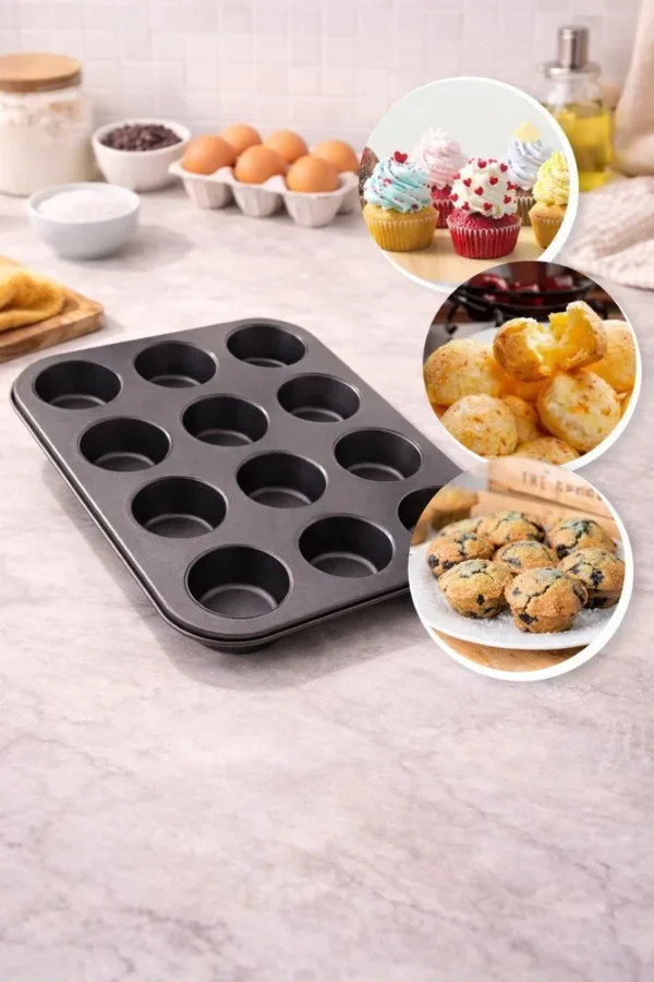 Forma para Cupcake e Pão de Queijo 12 Cavidades - Aço Carbono - 2