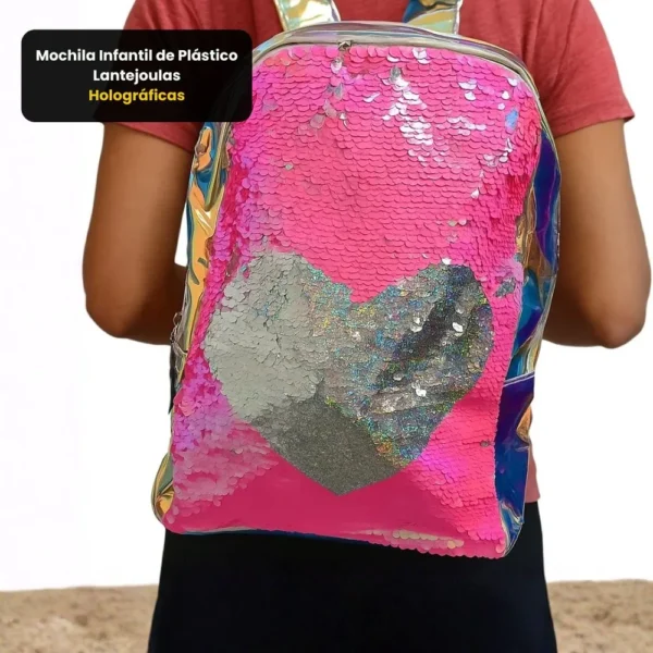 DF2473-4 Mochila Infantil de Plástico Lantejoulas Holográficas - 4