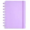 Caderno Inteligente Disco Grande G 60 Folhas Reposicionáveis Capa Dura Lilás Elástico Disko