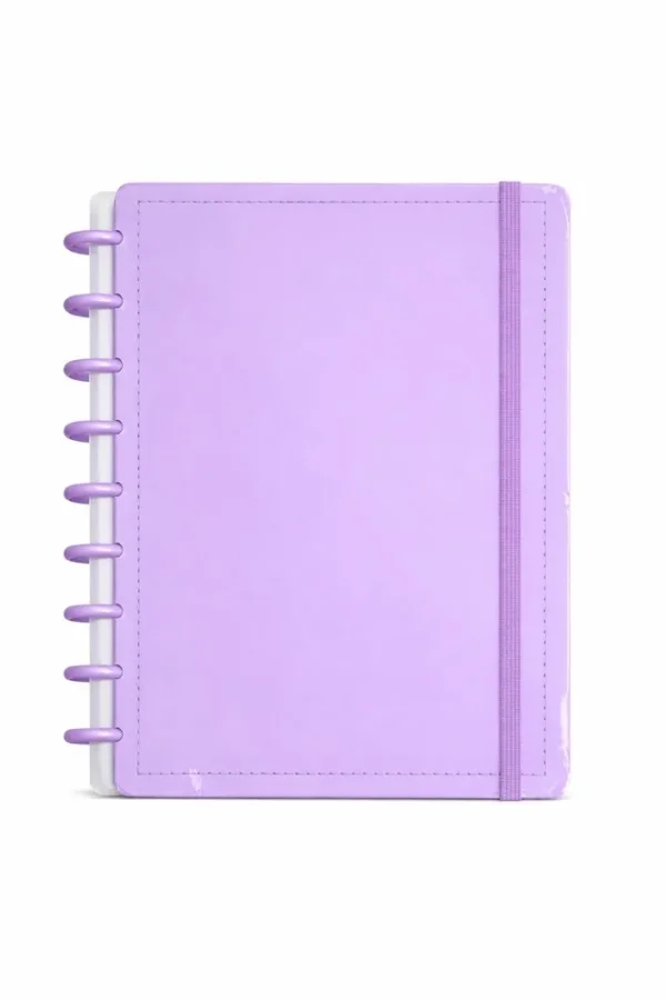 Caderno Inteligente Disco Grande G 60 Folhas Reposicionáveis Capa Dura Lilás Elástico Disko