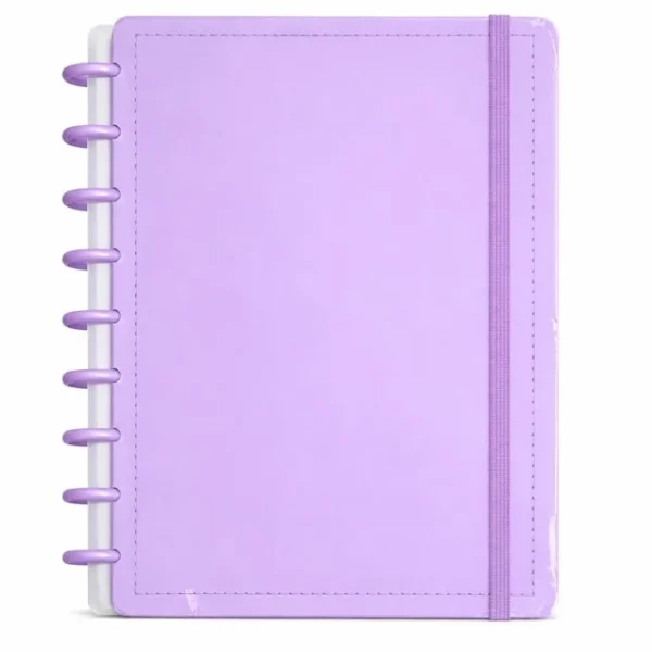 Caderno Disko Lilás M Médio Capa Dura Disco Reposicionável Escolar