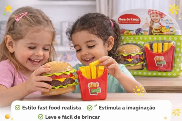 DTY0811-4 Kit Comidinha Infantil Hambúrguer Batata Brinquedo Cozinha - 4
