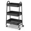 GH210-1 Prateleira de Metal Multiuso 3 Andares Com Rodinhas - Preto
