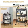GH210-2 Prateleira de Metal Multiuso 3 Andares Com Rodinhas - Preto - 2