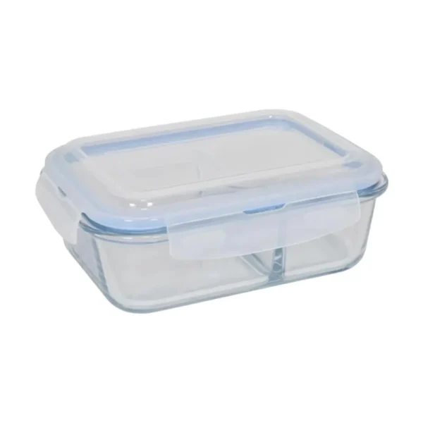 GH612-1 Pote Retangular Hermético Com Divisória Vidro 1040ml