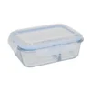 Pote Retangular Hermético Com Divisória Vidro 1520ml