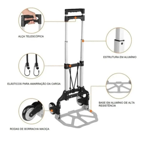 GT080-1 Carrinho de Alumínio Dobrável para Carga 80Kg